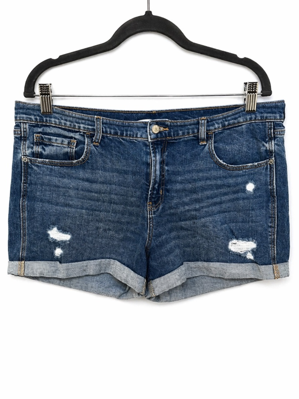 Old Navy Boyfriend Denim Shorts 3.5” Inseam Distressed Mid Rise EUC